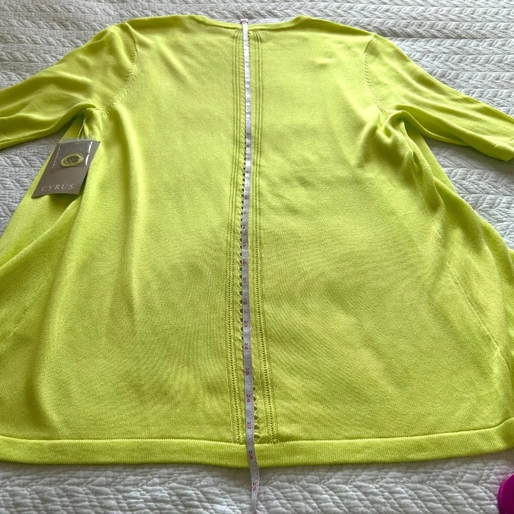 NWT CYRUS Short Sleeve Silky Knit Open Cardigan in Chartreuse Size M - Picture 12 of 16